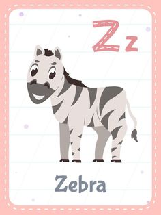 a zebra is shown with the letter z in it's lowercase and lowercase letters