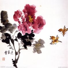 春风送 Japanese Symbols, Iris Painting, Japanese Symbol, Chinese Brush, Flowers Png, Sparrows