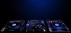 dj equipment in front of a black background