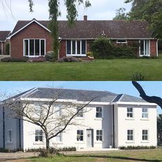 before and after shots of a house