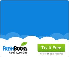 a blue sky with clouds and the words freshbooks cloud accounting on it's side