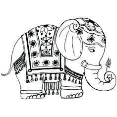 an elephant is decorated with flowers and beads