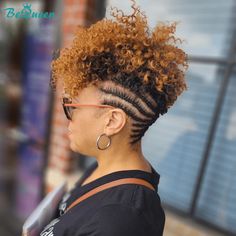 Curly Mohawk, Light Purple Hair, Mohawk Styles, Be Queen, Braided Hairstyles For Black Women Cornrows, Natural Hair Short Cuts, Short Sassy Hair, Frontal Hairstyles, 100 Human Hair Wigs