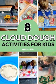 eight cloud dough activities for kids that are fun and easy to do with the toddlers