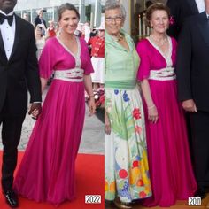 three women and two men in formal wear