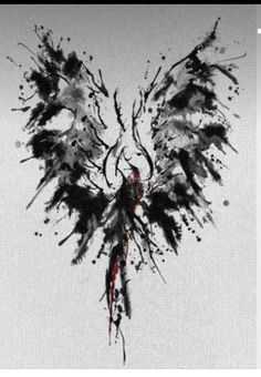 an artistic painting with black and white paint splattered on it