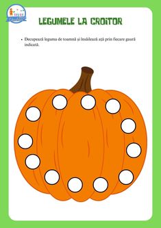 an orange pumpkin with white polka dots on it's face and the words legumela