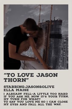 a woman leaning on a window sill with the words to love mason above her