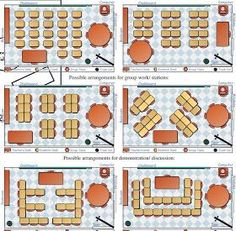 four different tables and chairs are shown in the same diagram, each with an individual's own table