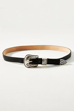 Our (fashion) North Star is pointing West toward all things country-chic. The Tyra is a three-piece Western-inspired buckle belt crafted from smooth black Italian leather with a feather-edge strap. | Tyra Western Belt by Streets Ahead in Black, Women's, Size: Smallmall, Leather at Anthropologie Usa Street, Womens Belt, Concho Belt, Western Belt, Western Belts, Black Leather Belt, 2024 Fashion, Buckle Belt, Country Chic