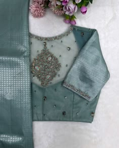 Blouse With Back Net Design, Saree Blouse With Net Sleeves, Net Blouses For Pattu Sarees, Teal Blue Blouse Designs, Net Back Blouse Design, Net Pattern Blouse, Back Net Blouse Designs Latest, Netted Blouse Designs Latest, Transparent Blouse Design