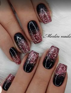 Purple Glitter Nails, Manicure Nail Designs, Classy Nail Designs, Fancy Nails Designs, Stylish Nails Designs, Smink Inspiration, Valentine Nails, Makijaż Smokey Eye