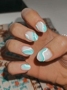 Beach Nail Designs, Beachy Nails, Teal Nails, Country Nails