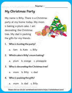 the christmas party worksheet