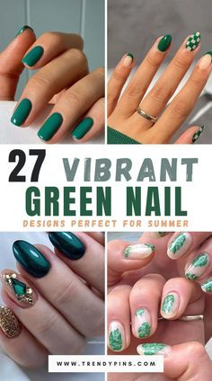 Fall Leaves Nail Art, Nails Extension, Creative Nail Art, Emerald Nails, Neon Green Nails, Chic Nail Designs, Pastel Nails Designs, Green Nail Designs, Green Nail