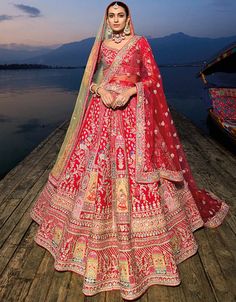 modern red artsilk trendy designer party wear choli lehenga with red artsilk lilots-2335-133 Front View Bridal Lehenga Red Royal Heavy, Bridal Lehenga Red Royal, Indian Bridal Wear Red, Silk Bridal Lehenga, Wedding Wear Indian, Bridal Lehenga Wedding, Indian Ceremony, Dress To Buy, Lehengas Wedding