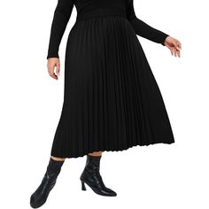 Plus Size Dress Womens Plus Size Skirt Elastic Waist Boho Skirts Plus Size Midi Skirts for Curvy Women with Pockets Pleated Midi Skirt Outfit Plus Size, Plus Size Long Pleated Skirt, Pleated Midi Skirt Plus Size, Black Midi Pleated Skirt With Elastic Waistband, Black Pleated A-line Maxi Skirt, Pleated Skirt Plus Size, Beach Maxi Skirt, Womens Pleated Skirt, Midi Skirt With Pockets