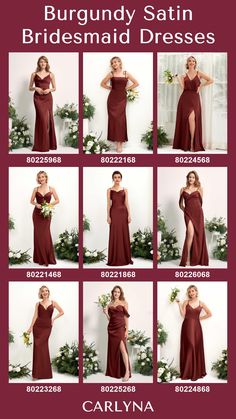 the bridesmaid dresses are all different colors and sizes