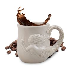 PRICES MAY VARY. NOVELTY MUG - measures 5.5 (D) x 4.37 (H) with a capacity of 20 oz. LITTLE MERMAID THEME - Make your tea and coffee experience extra special with this eye-catching 3D mug! If you are a lover of unique and ocean-themed designs, you and this mug are definitely mer-MADE for each other. PREMIUM CERAMIC MATERIAL - The high-quality durable ceramic is microwave and dishwasher-safe. Unlike stainless steel or plastic, ceramic doesn't affect the flavor of your hot drinks and cold beverage 3d Mermaid, Mermaid Mug, Large Mermaid, Mermaid Mugs, Mermaid Gifts, 70th Birthday Gifts, Cute Coffee Mugs, Mugs For Men, Novelty Mugs