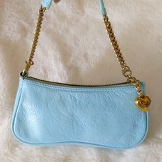 Vintage Juicy Couture Mini Baguette, Guc Mirror Has Signs Of Age. Mini Baguette, Vintage Juicy Couture, Bags Vintage, Couture Bags, Juicy Couture Bags, Juicy Couture, Blue Gold, Mini Bag, Color Blue