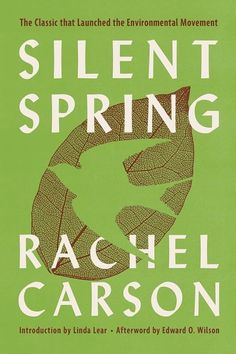 the book cover for silent spring by rachel caron, with an image of a leaf