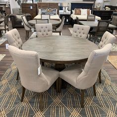 Sardis 60 Round Dining Table - Distressed Natural - Classic Carolina Home Round Dinning Room Table, 60 Inch Round Dining Table, Round Dining Table For 6, Farmhouse Round Dining Table, 60 Round Dining Table, Circle Dining Table, Large Round Dining Table, Round Dining Room Sets