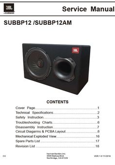 an instruction manual for the jbl sub2 sub speaker system