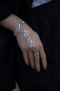 Silver hand chain slave bracelet Silver Hand Chain, Finger Bracelets, Inexpensive Jewelry, Hand Chain Bracelet, Magical Jewelry, Fancy Jewellery, Hand Chain, Fancy Jewelry, Hand Jewelry