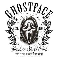 the ghostface logo on a white background