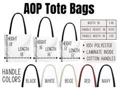 the tote bag size guide for all types of handbags and purses, including two