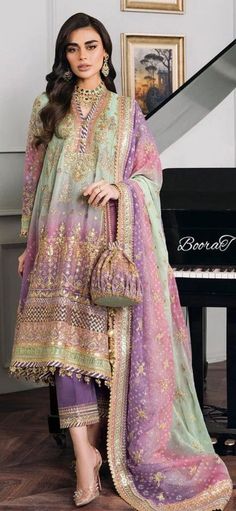 It is chiffon  embroidered fully work Pakistani salwar kameez wedding multicolor chiffon  shirt dupatta ready on custom order according to size. Baroque Pakistani Dresses, Pakistani Trouser Design 2024, Mehndi Dresses Pakistani, Salwar Suits For Wedding, Wedding Multicolor, Shaadi Outfits, Pakistani Dupatta, Simple Suits, Indian Wedding Dresses