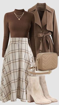 London Outfit Ideas, Stile Blair Waldorf, Fest Outfits, Cute Modest Outfits, Skirts With Boots, Brown Outfit, Trendy Fall Outfits, Business Outfit, Modest Fashion Outfits