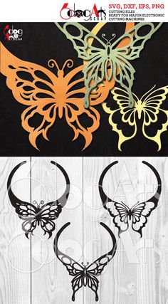 3 Leather Butterfly Necklace Templates Vector Digital SVG DXF | Etsy 3d Tiskárna, Wood Jewelry Diy, Laser Cut Necklace, Leather Butterfly, Leather Jewelry Diy, Handmade Jewlery, Laser Cut Jewelry, Leather Art, Cricut Creations