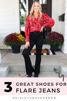 Wondering w hat shoes to wear with flare jeans? Here are 3 types of shoes you can wear with your flare jeans! Finish off your flare jeans outfit with the right type of shoes. Shoes To Wear With Flare Jeans, Flare Jeans Outfit, Amazon Shoes, Leather Boots Heels, Elegant Heels, Cold Weather Fashion, Jeans Outfit, Comfy Shoes, Casual Chic Style