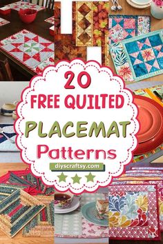 Free Quilted Placemat Patterns Quilting Patterns Free, Placemat Diy, Table Runner Patterns, Quilted Placemat, Quilted Placemats