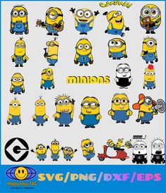 the minion stickers are all different sizes and colors