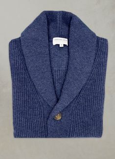 Our plush and ultra-luxurious cable knit, crafted from a total of 8 plies of our exclusive, buttery-soft Cashmere and Extrafine Merino wool. The perfect over-garment for colder weather, it is thick, weighs over 24 ounces, and exudes pure opulence. Featuring thoughtful details throughout and thoughtful tortoise shell-look buttons. No detail was spared in designing or knitting this beautiful sweater. Also available in Dark Grey Heather and in Brown Heather. The cashmere originates from Arbas cashm Mens Wool Cardigan Sweater, Navy Wool Sweater Men, Hale Navy, Beautiful Sweater, Button Cardigan, Cashmere Cardigan, Mongolia, Tortoise Shell, Neck Shirt