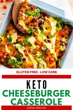 the keto cheeseburger casserole recipe is shown