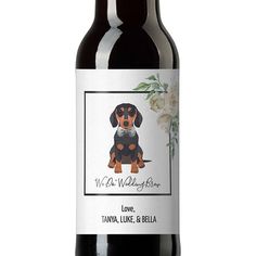 A pet photo wedding beer label and wine label you make online with your pet's image and your personalized text. Vegas Wedding Favors, Photo Wine Label, Unique Wedding Guest Book, Dog Beer, Wedding Wine Labels, Wedding Guest Book Unique, Personalized Bottles, Beer Labels