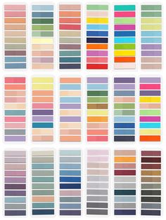 the color chart for different colors of paint