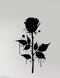 a black rose with drops of paint on it