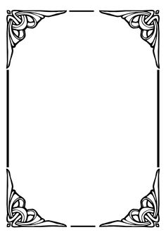 a black and white frame with an intricate design on the bottom, it is blank for text