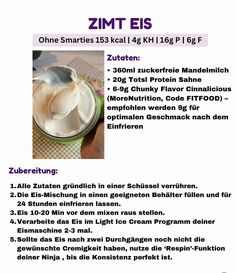 the recipe for zimt eis is shown in purple and white text, along with