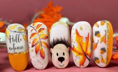 Fall Nail Art Autumn, Nail Art Autumn, Autumn Nail Art, Thanksgiving Nail, Animal Nail Art, Dot Nail Art, Nail Art For Beginners