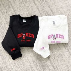 Introducing our Spider Couple Embroidered Sweater, a perfect blend of style and comfort! Crafted with meticulous attention to detail, this Embroidered Spiderman, Spiderman Sweater, Spider Couple, Spiderman Sweatshirt, Spiderman Design, Couple Sweatshirts, Valentine Cartoon, Spiderman Shirt, Valentine Embroidery