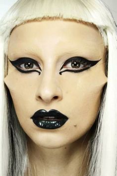 Val Garland for MAC by Sonny Vandevelde Easy Avant Garde Makeup, Avent Garde Makeup, Black Avant Garde Makeup, Avant Garde Makeup Dark, Val Garland, Goth Runway Makeup, Bleached Eyebrows, Circus Makeup