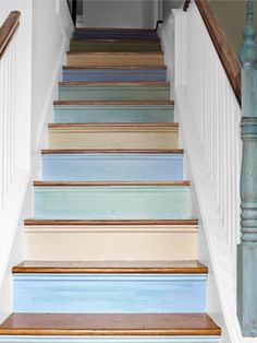 the stairs are painted in different colors