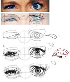 the steps to draw an eye