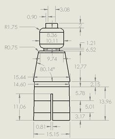 an image of a lego figure with numbers and measurements for each individual piece in it