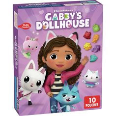 Gabby's Dollhouse Fruit Flavored Snacks feature tasty treats shaped like your favorite Gabby's Dollhouse characters for maximum fun. Packaged for on-the-go convenience and portability, these fruit flavored snacks are a treat the whole family can enjoy. These packaged snack bags are the perfect treat to include in a packed school lunch box or keep on hand for a moments notice. You've finally found the perfect after-school snack that's a win for you and your kids. Gabby's Dollhouse Fruit Flavored Gabbys Doll House Table Centerpiece, Gabby Dollhouse Tumbler, Gabby’s Dollhouse Cricut, Gabbys Dollhouse Recipes, Gabby Dollhouse Birthday Games, Gabby Dollhouse Party Favors, Dorthy Costume, Paper Squishes, Gabby Party